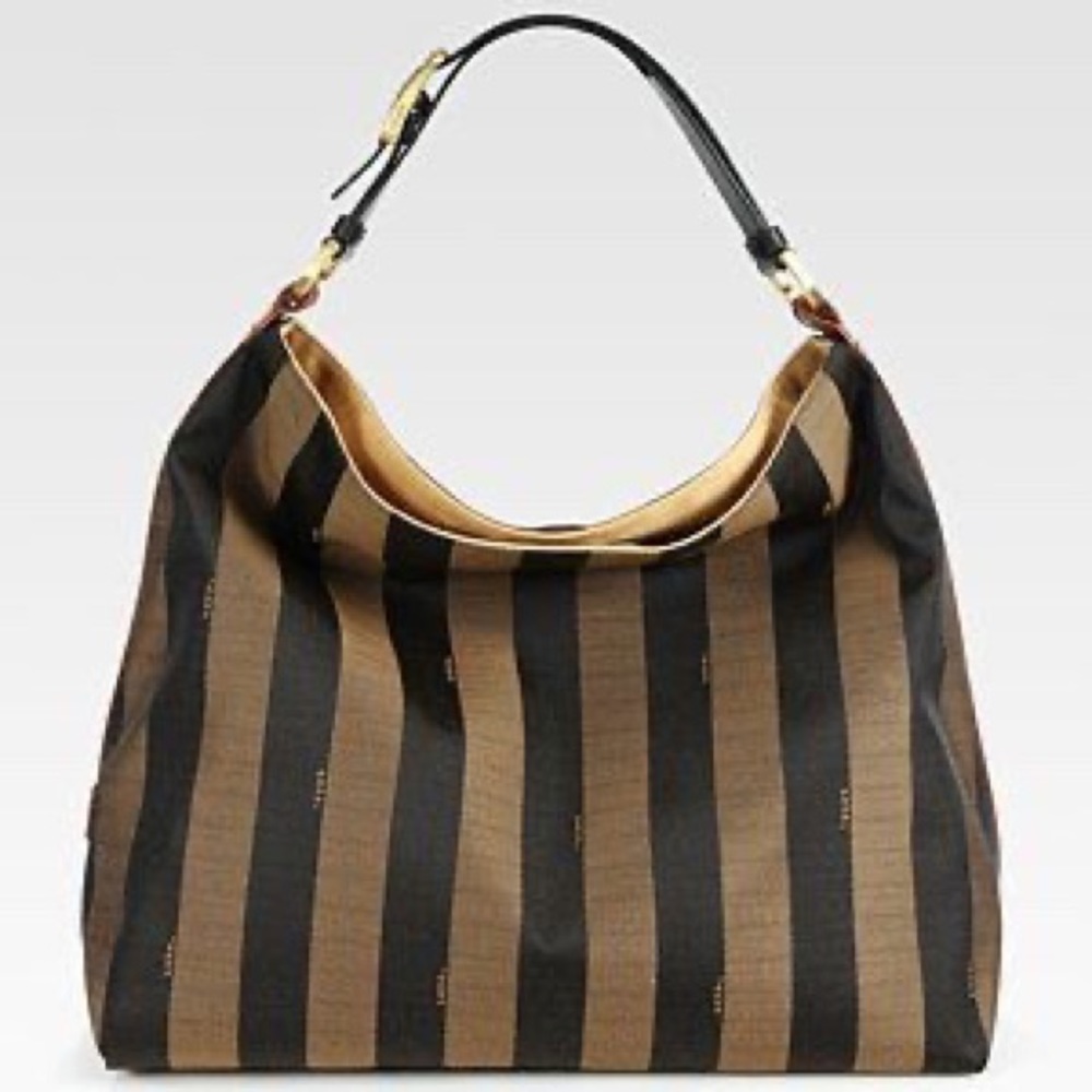 Fendi Stripped Canvas Hobo Bag